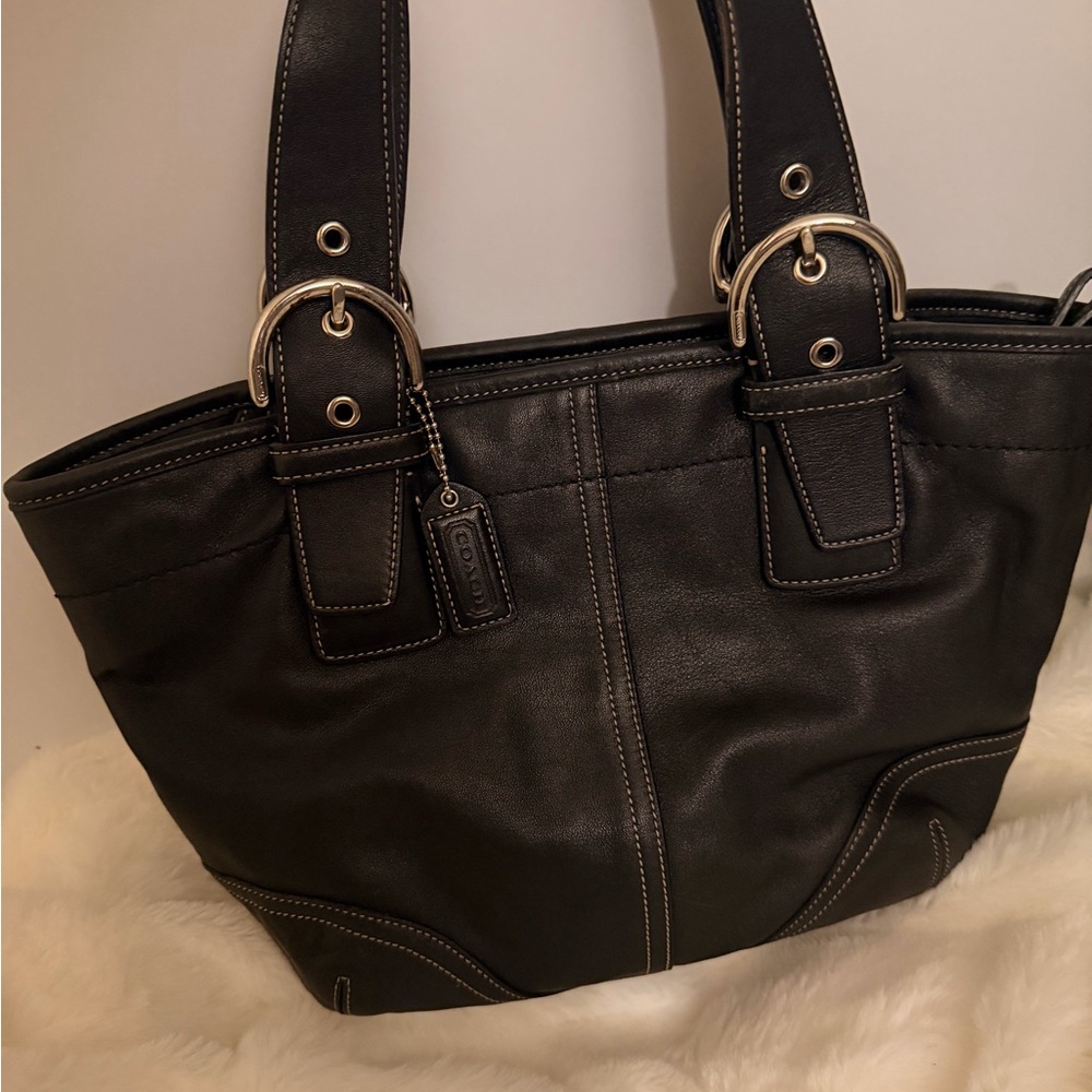 Coach Black Leather Tote Bag - Picture 8 of 15